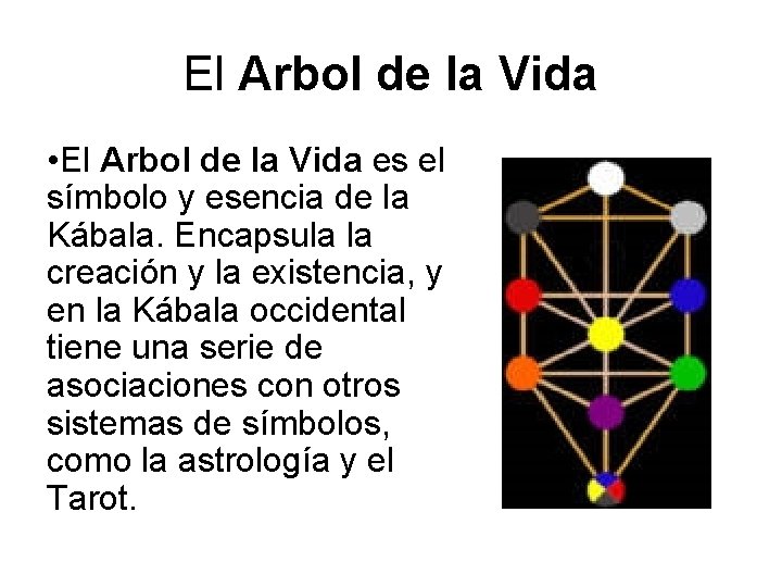 El Arbol de la Vida • El Arbol de la Vida es el símbolo