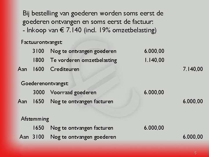 Bij bestelling van goederen worden soms eerst de goederen ontvangen en soms eerst de