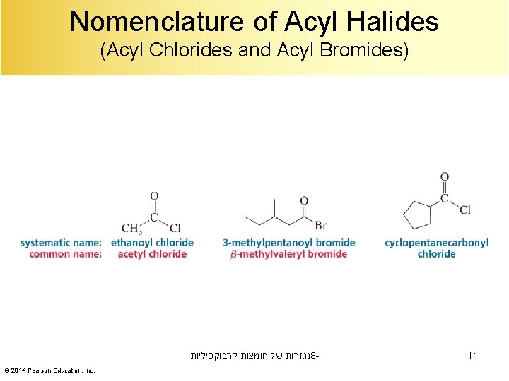 Nomenclature of Acyl Halides (Acyl Chlorides and Acyl Bromides) נגזרות של חומצות קרבוקסיליות 8©