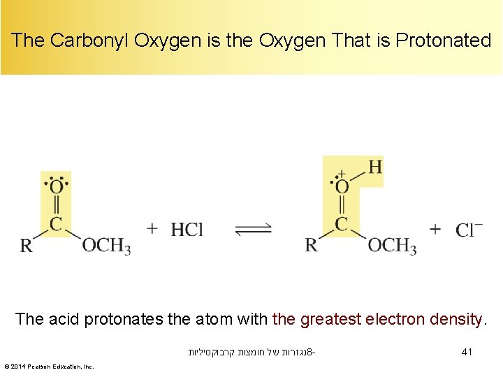The Carbonyl Oxygen is the Oxygen That is Protonated The acid protonates the atom