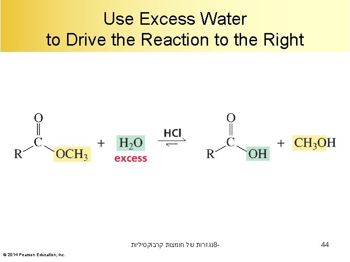 Use Excess Water to Drive the Reaction to the Right נגזרות של חומצות קרבוקסיליות