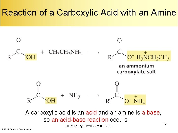 Reaction of a Carboxylic Acid with an Amine A carboxylic acid is an acid