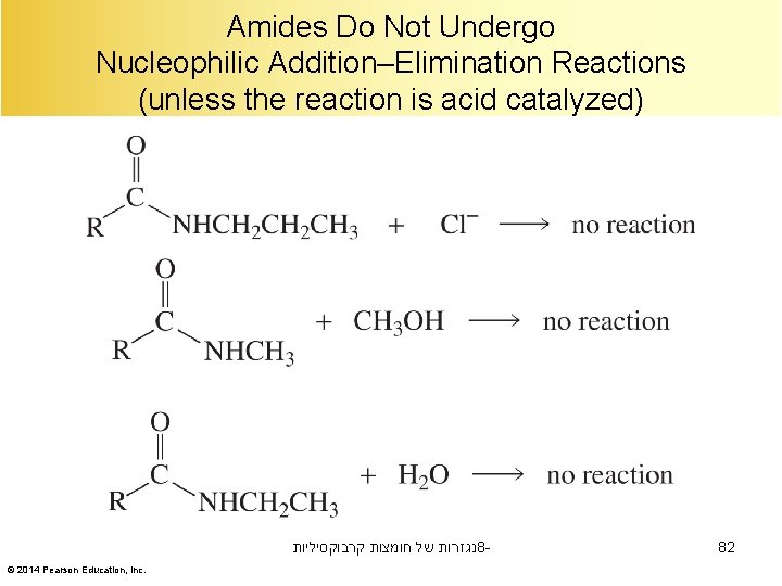 Amides Do Not Undergo Nucleophilic Addition–Elimination Reactions (unless the reaction is acid catalyzed) נגזרות