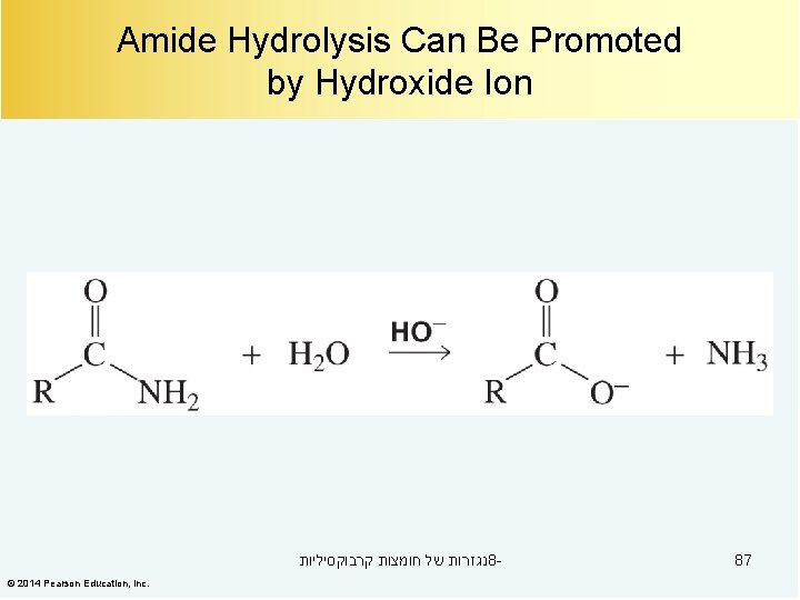 Amide Hydrolysis Can Be Promoted by Hydroxide Ion נגזרות של חומצות קרבוקסיליות 8© 2014