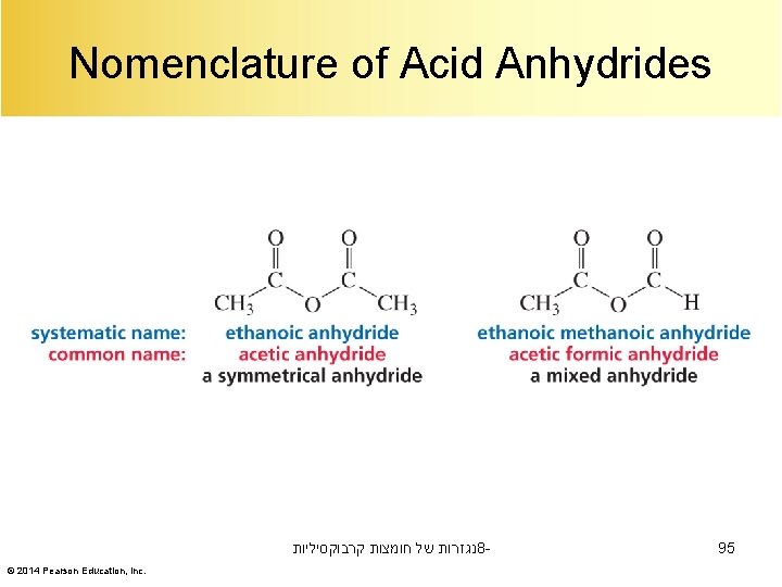 Nomenclature of Acid Anhydrides נגזרות של חומצות קרבוקסיליות 8© 2014 Pearson Education, Inc. 95