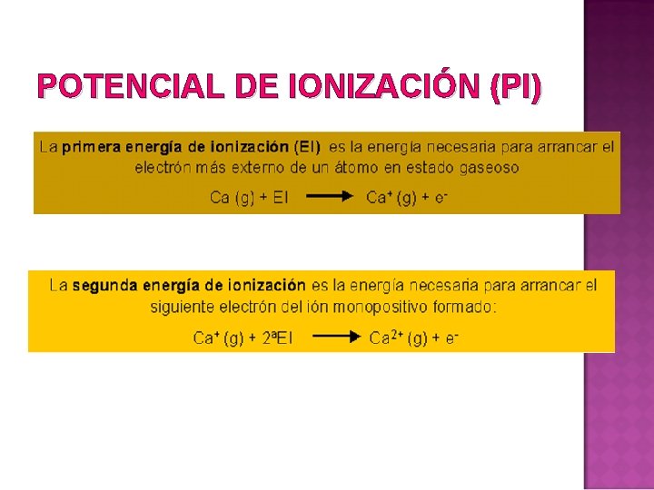 POTENCIAL DE IONIZACIÓN (PI) 