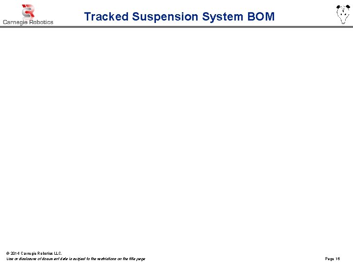 Tracked Suspension System BOM © 2014 Carnegie Robotics LLC. Use or disclosure of document