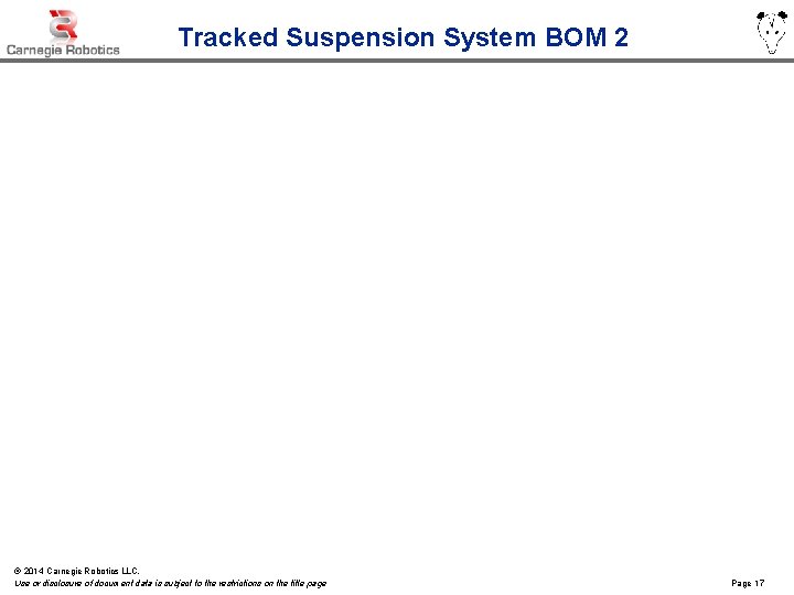 Tracked Suspension System BOM 2 © 2014 Carnegie Robotics LLC. Use or disclosure of