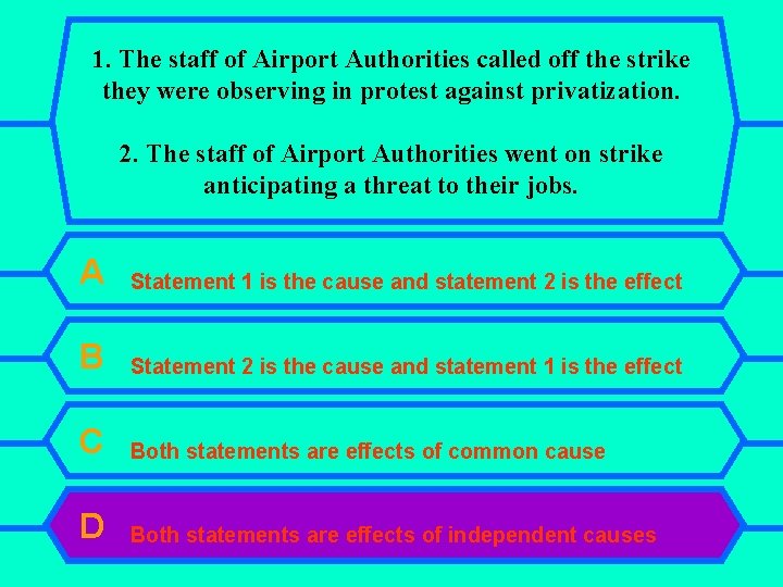 1. The staff of Airport Authorities called off the strike they were observing in