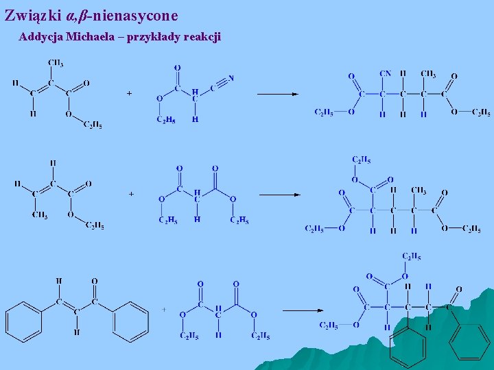 Związki α, β-nienasycone Addycja Michaela – przykłady reakcji 