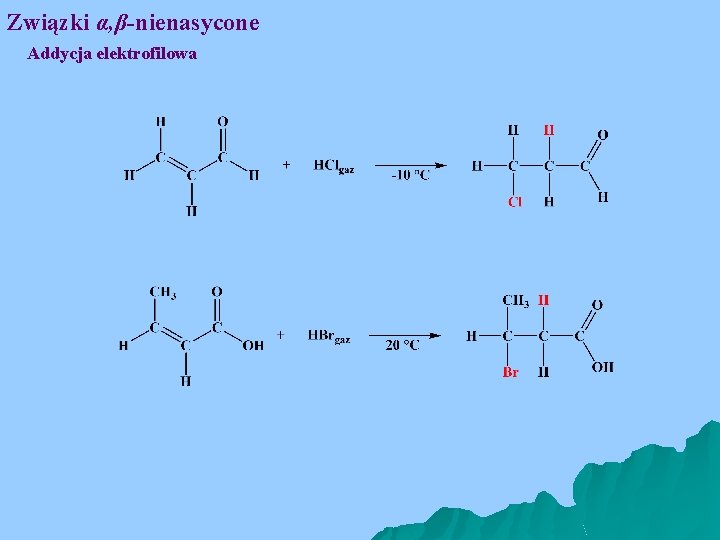 Związki α, β-nienasycone Addycja elektrofilowa 