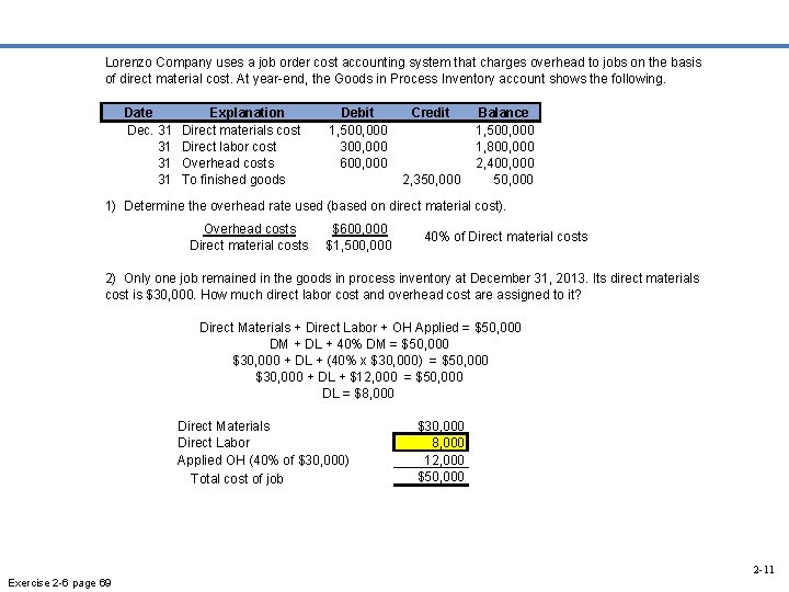 Lorenzo Company uses a job order cost accounting system that charges overhead to jobs