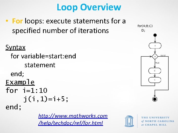Loop Overview • For loops: execute statements for a specified number of iterations Syntax