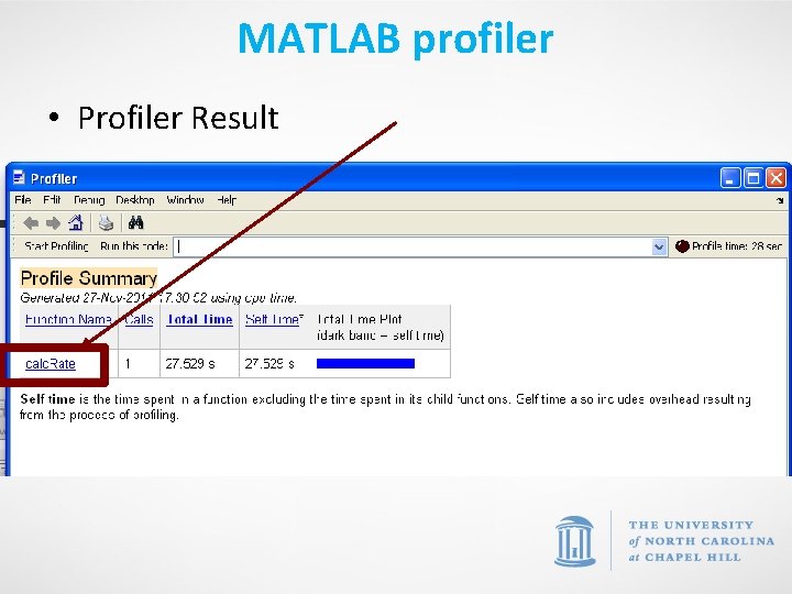 MATLAB profiler • Profiler Result 