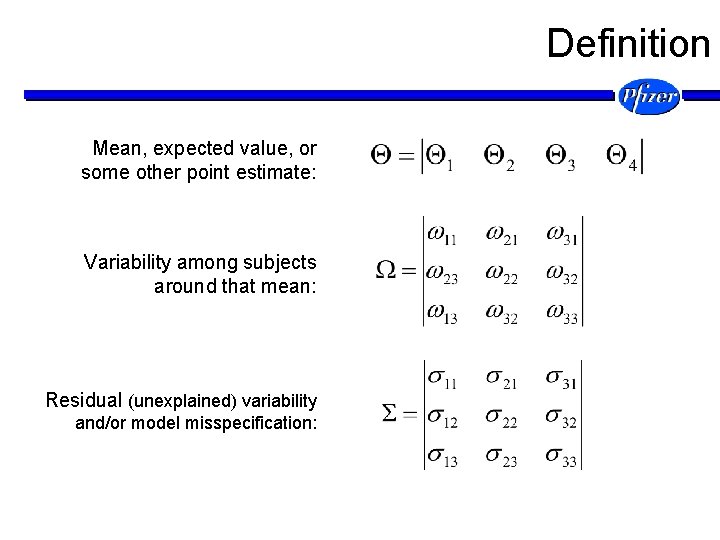 Definition Mean, expected value, or some other point estimate: Variability among subjects around that