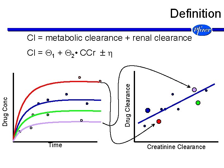 Definition Cl = metabolic clearance + renal clearance Drug Conc Drug Clearance Cl =