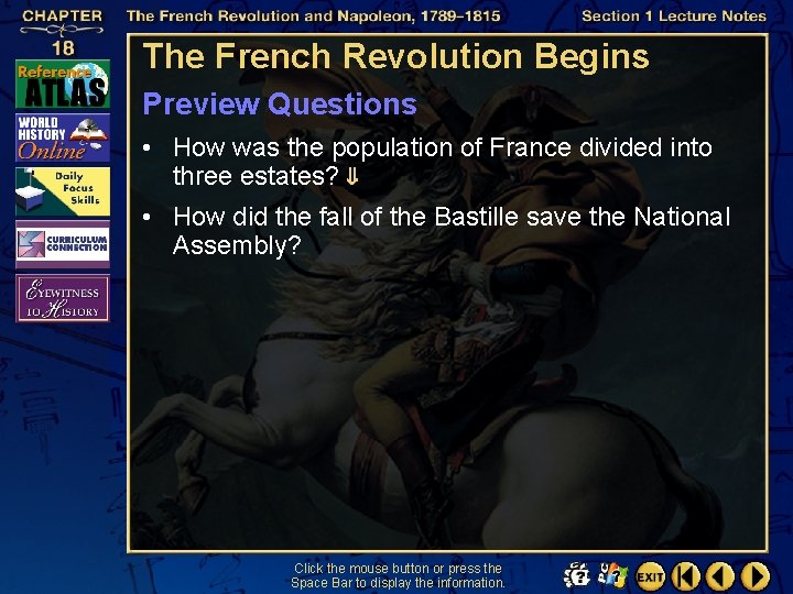 The French Revolution Begins Preview Questions • How was the population of France divided