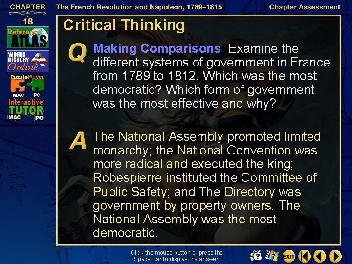 Critical Thinking Making Comparisons Examine the different systems of government in France from 1789