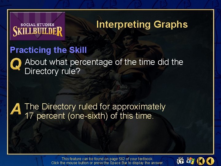 Interpreting Graphs Practicing the Skill About what percentage of the time did the Directory