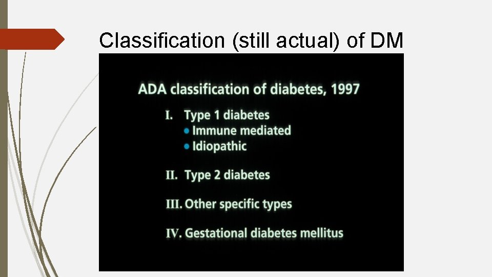 Classification (still actual) of DM 