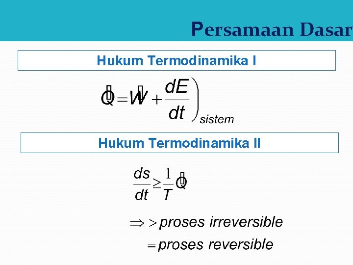 Persamaan Dasar Hukum Termodinamika II 