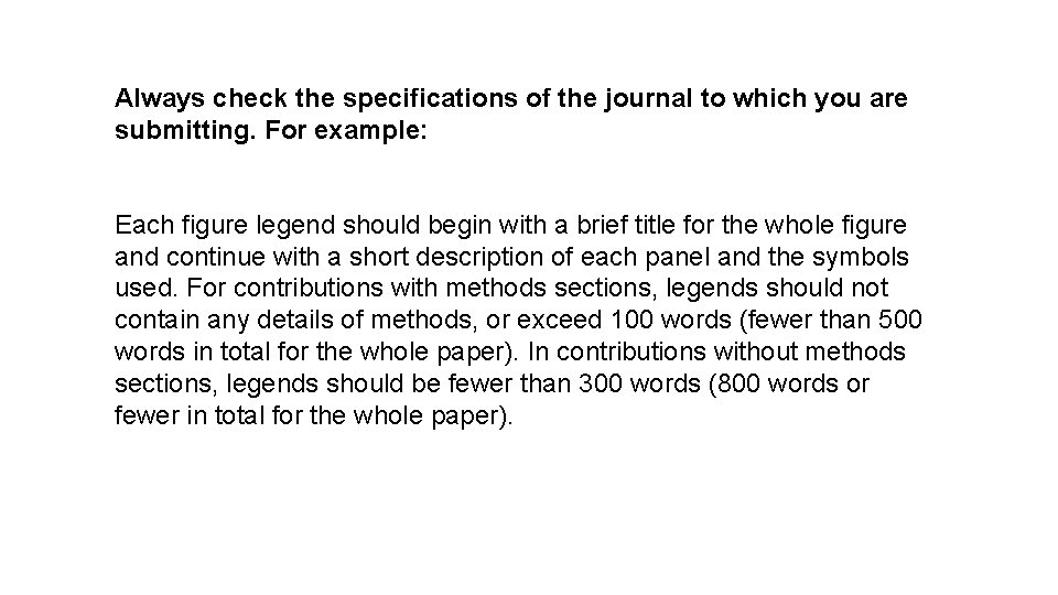 Always check the specifications of the journal to which you are submitting. For example: