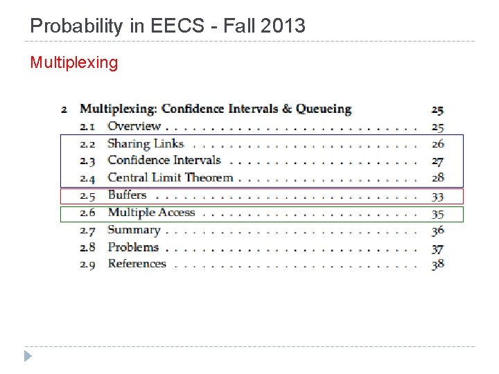 Probability in EECS - Fall 2013 Multiplexing 