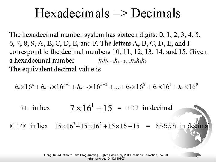 Hexadecimals => Decimals The hexadecimal number system has sixteen digits: 0, 1, 2, 3,