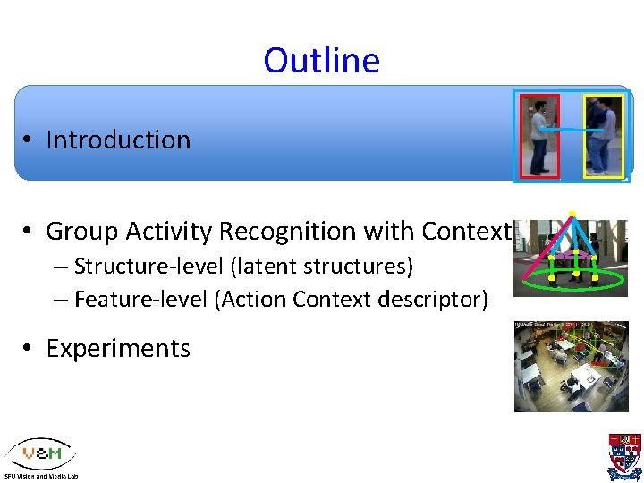 Outline • Introduction • Group Activity Recognition with Context – Structure-level (latent structures) –