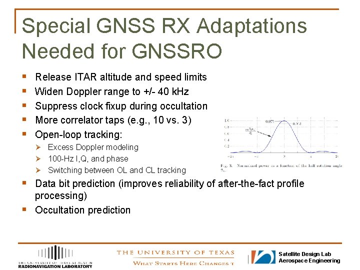 Special GNSS RX Adaptations Needed for GNSSRO § § § Release ITAR altitude and