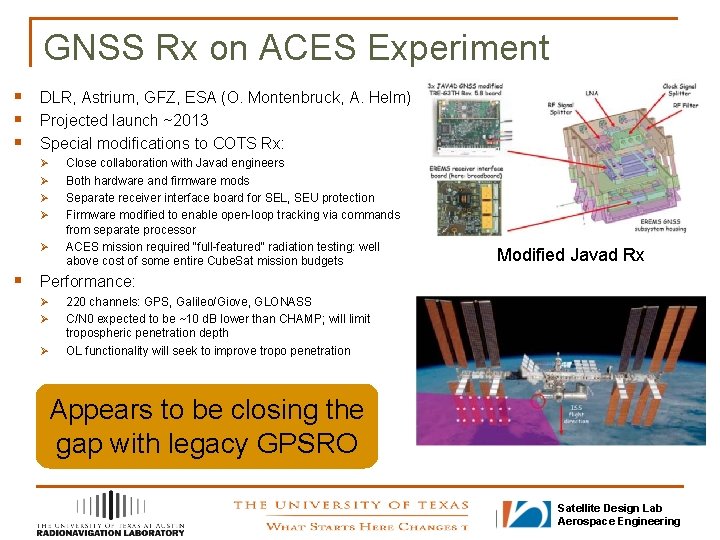 GNSS Rx on ACES Experiment § DLR, Astrium, GFZ, ESA (O. Montenbruck, A. Helm)