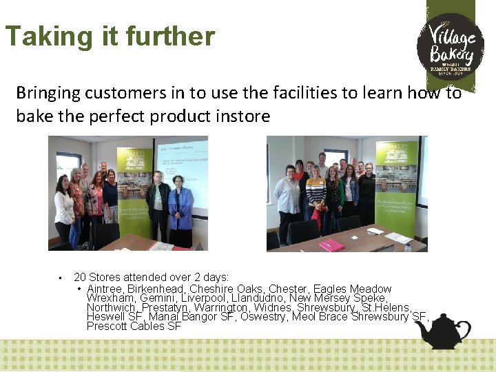 Taking it further Bringing customers in to use the facilities to learn how to