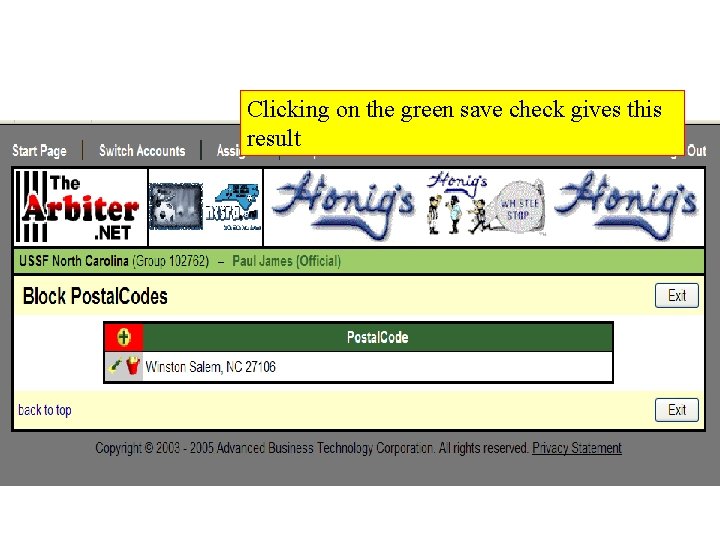 Clicking on the green save check gives this result 