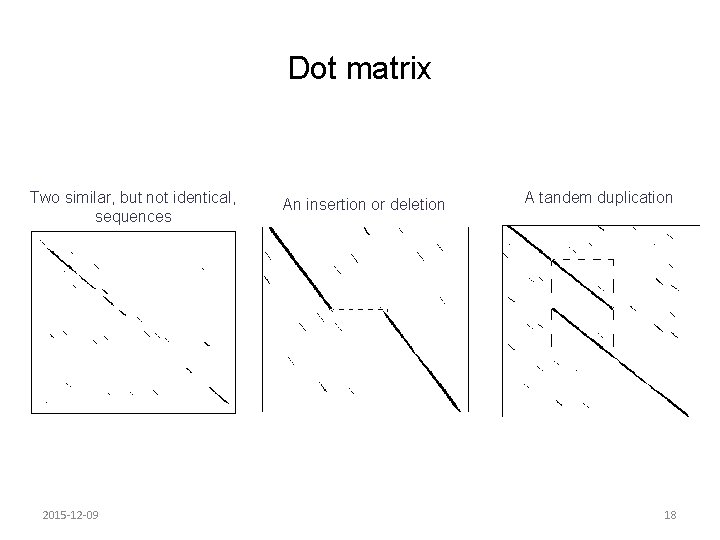 Dot matrix Two similar, but not identical, sequences 2015 -12 -09 An insertion or Dot matrix Two similar, but not identical, sequences 2015 -12 -09 An insertion or