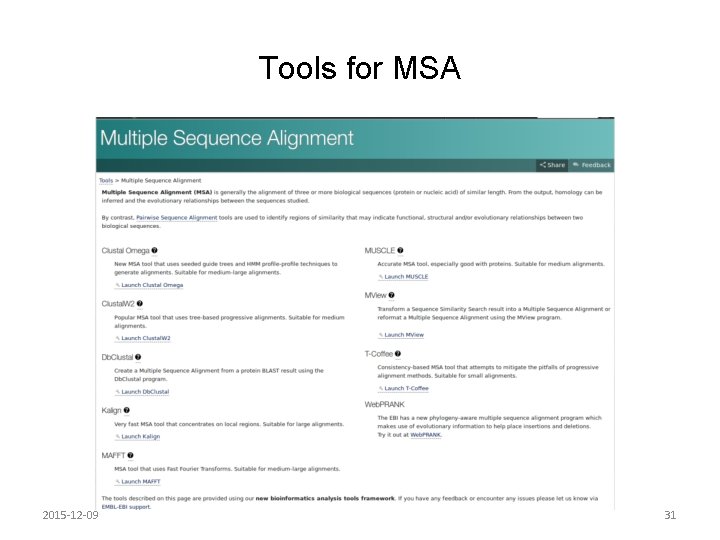 Tools for MSA 2015 -12 -09 31 