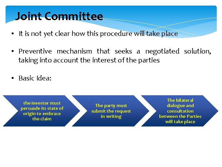 Joint Committee • It is not yet clear how this procedure will take place