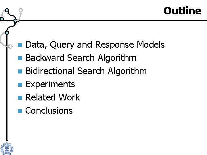 Outline Data, Query and Response Models n Backward Search Algorithm n Bidirectional Search Algorithm