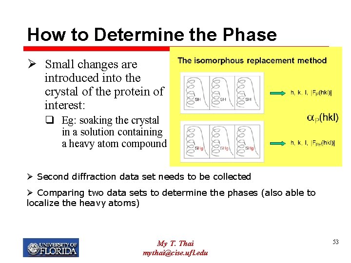 How to Determine the Phase Ø Small changes are introduced into the crystal of