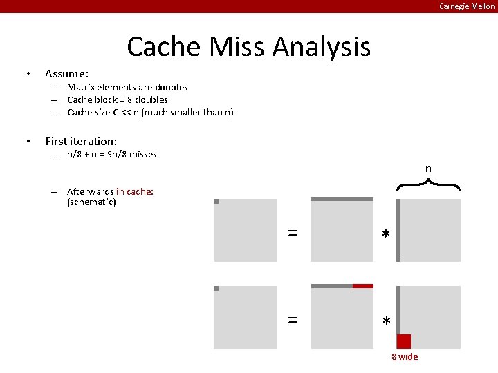 Carnegie Mellon Cache Miss Analysis • Assume: – Matrix elements are doubles – Cache