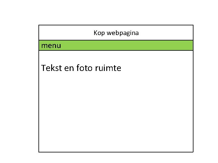 Kop webpagina menu Tekst en foto ruimte 