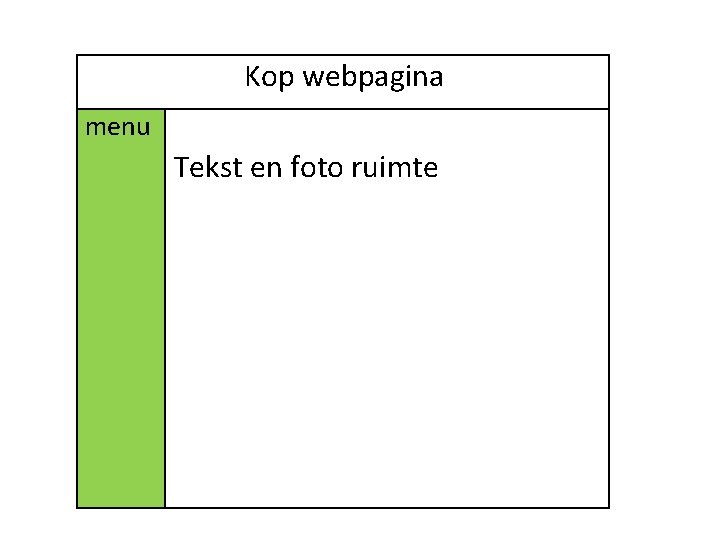 Kop webpagina menu Tekst en foto ruimte 