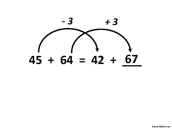 -3 +3 67 45 + 64 = 42 + ___ Steve Wyborney 