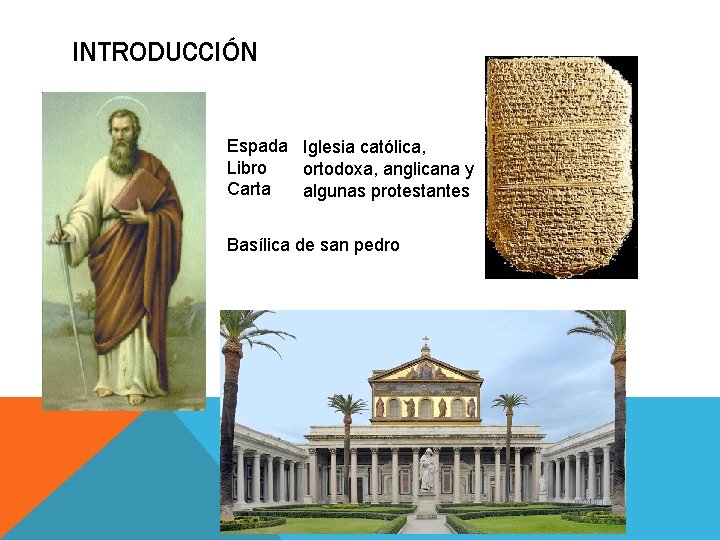 INTRODUCCIÓN Espada Iglesia católica, Libro ortodoxa, anglicana y Carta algunas protestantes Basílica de san