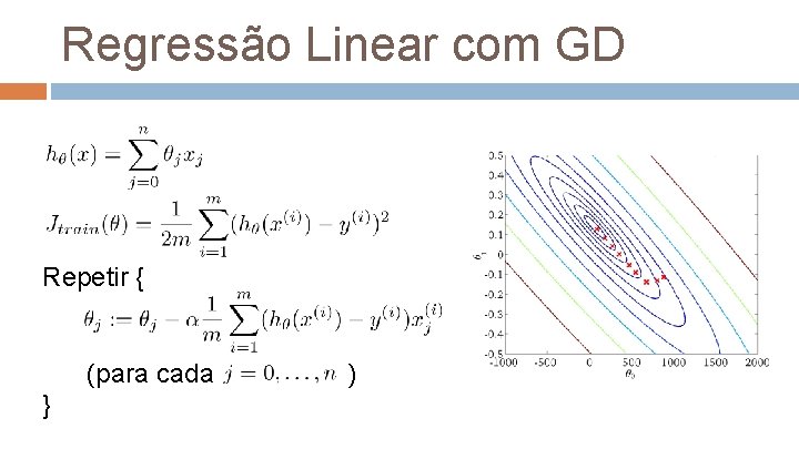 Regressão Linear com GD Repetir { (para cada } ) 