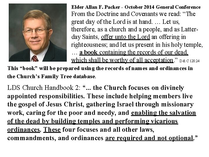 Elder Allan F. Packer - October 2014 General Conference From the Doctrine and Covenants