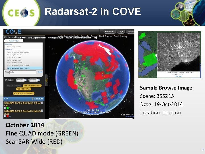 Radarsat-2 in COVE Sample Browse Image Scene: 355215 Date: 19 -Oct-2014 Location: Toronto October