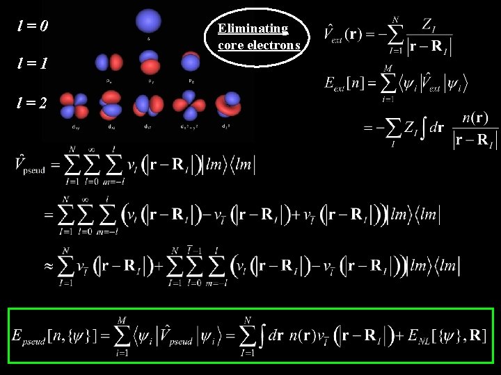 l=0 l=1 l=2 Eliminating core electrons 