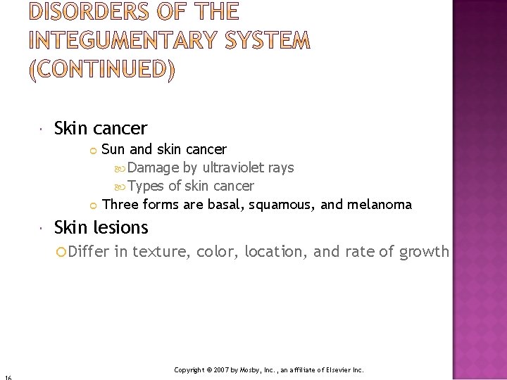 Skin cancer Sun and skin cancer Damage by ultraviolet rays Types of skin