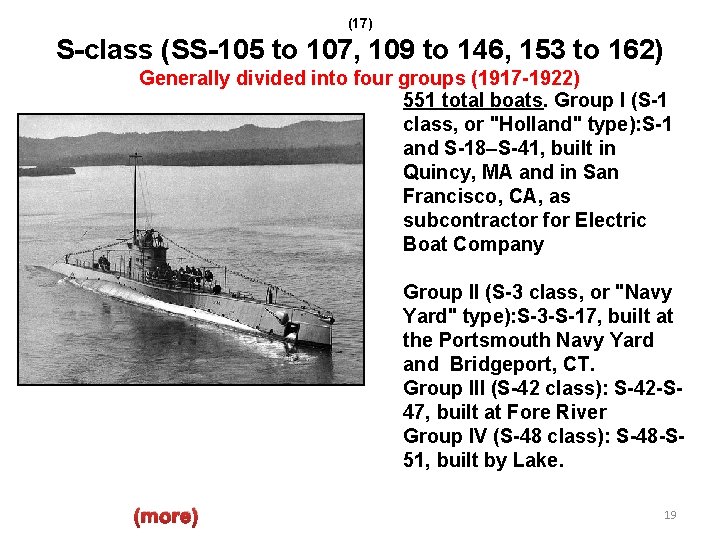 (17) S-class (SS-105 to 107, 109 to 146, 153 to 162) Generally divided into