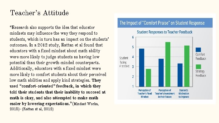 Teacher’s Attitude “Research also supports the idea that educator mindsets may influence the way